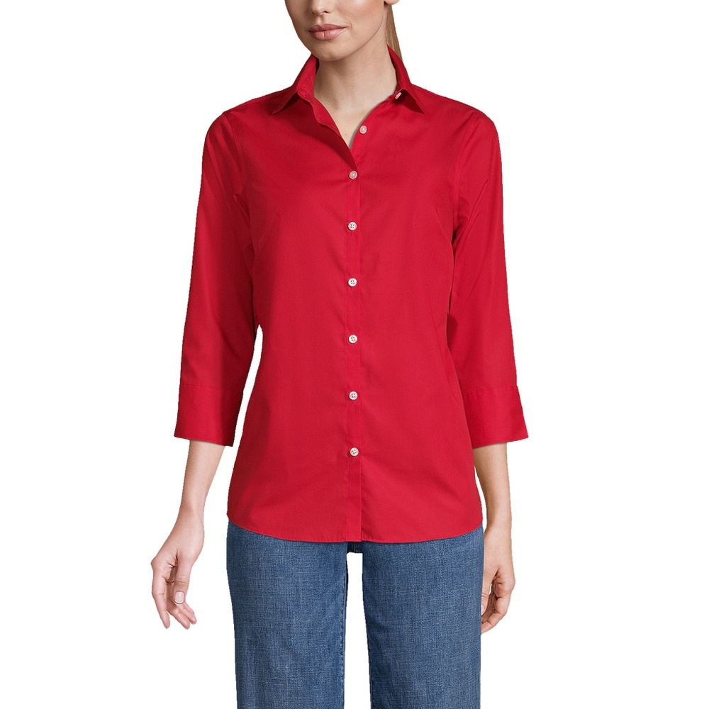 Women's 3/4 Sleeve Broadcloth Shirt - Red - EUC - 22W